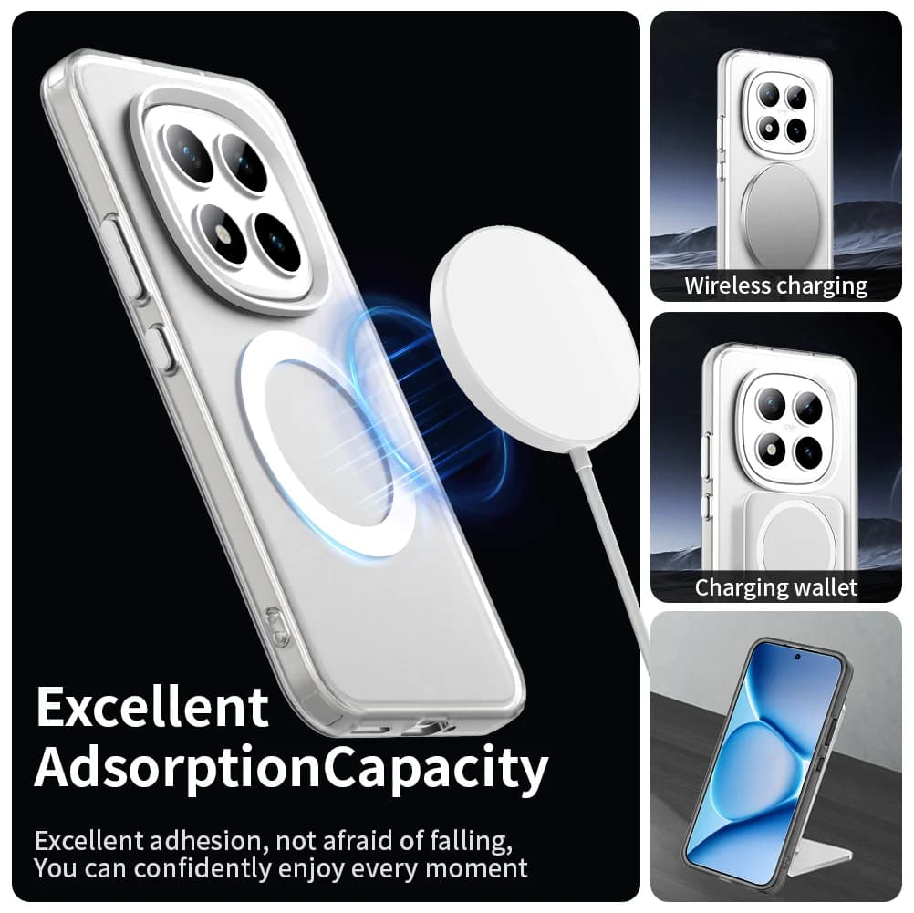 Per Redmi Note 15 5G Custodia magnetica con ricarica wireless Funda Redmi Note 15 Pro Coque Cover posteriore per PC traslucida opaca Redmi Note 15
