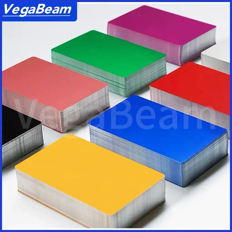 Laser marking of metal cards and aluminum foil - Laser test - Custom materials - Dimming - Incision - Cut-out - DIY Cards