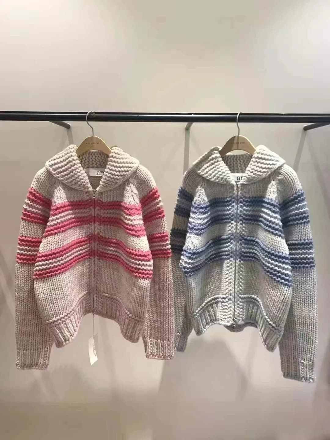Cardigan Lavorato a Maglia Stile Coreano, Nuovo Arrivo Autunno Inverno, Maglione a Maglia Grossa con Linee Nord-Sud per Donna