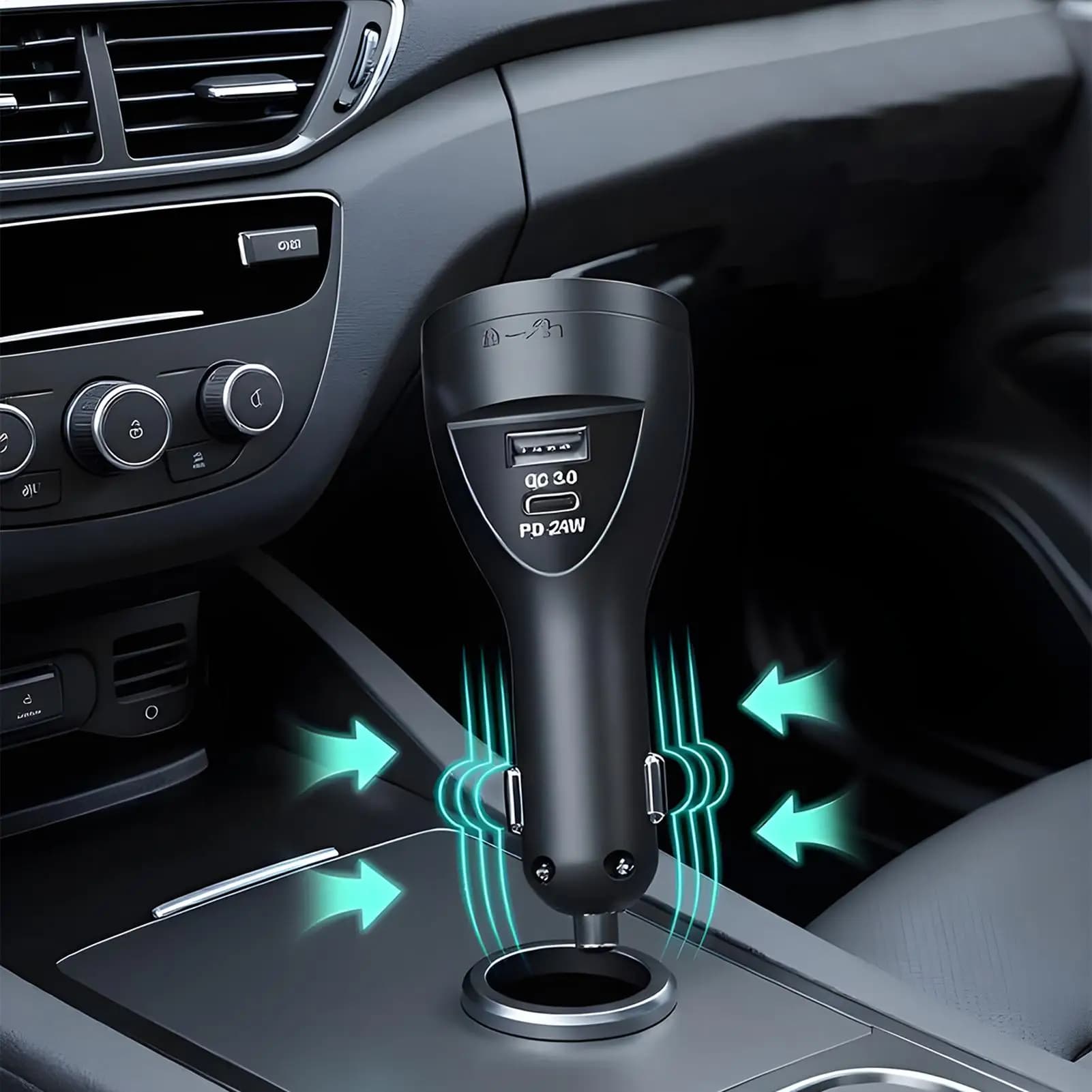 Deodoranti per autoveicoli Caricatore per telefono per auto Purificatore d'aria 2 in 1 Accessori per veicoli Caricatore per telefono cellulare Diffusore di profumo per