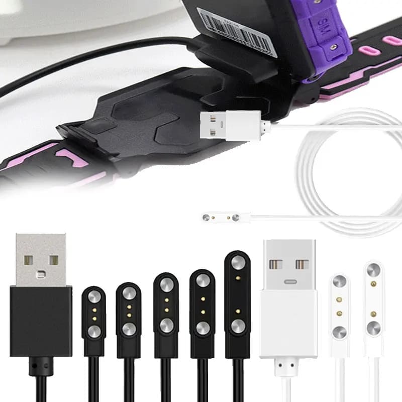 Caricabatterie universale a 2 Pin magnetico forte per accessori per orologi intelligenti 2.5/2.8/3.5/4.0/7.62mm cavo di ricarica con spaziatura dei contatti 60cm