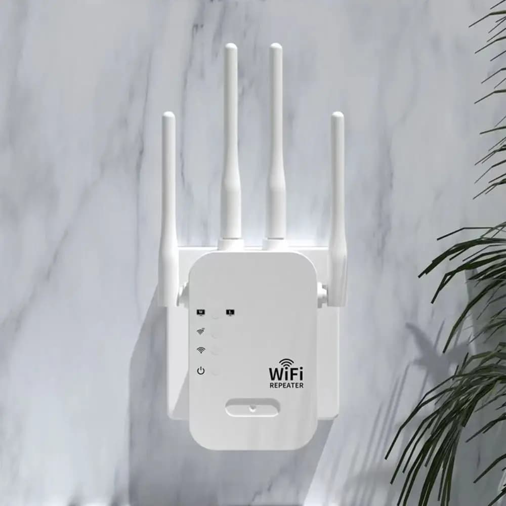 Ripetitore WiFi Anti-interferenza con 4 Antenne, Amplificatore WiFi Stabile ad Alta Velocità, Dual Band con Dissipazione del Calore, Estensore WiFi per Ufficio