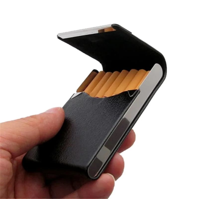 Portasigarette Multifunzione in Acciaio Inox, Scatola Porta Sigari in PU, Portatabacco, Portacarte, Accessori per Fumatori