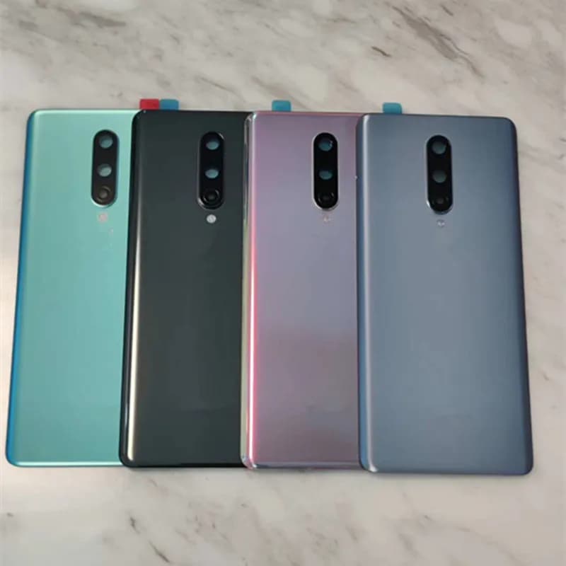 Oneplus8 Custodia per Oneplus 8 One Plus 6.55 "Coperchio posteriore batteria in vetro Riparazione Sostituisci la custodia posteriore del telefono porta + obiettivo della fotocamera