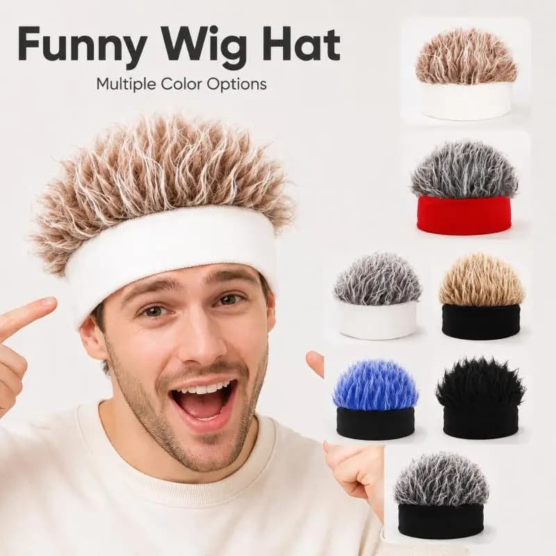 Men Street Hip Hop Wig Beanie Hat, Fashion Skull Cap, Cosplay & Party Costume Accessory