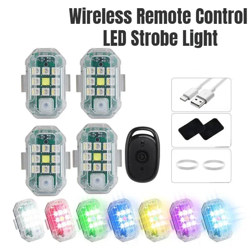 4x Spia posteriore stroboscopica a LED universale - Luce flash stroboscopica impermeabile universale per bici da auto per moto