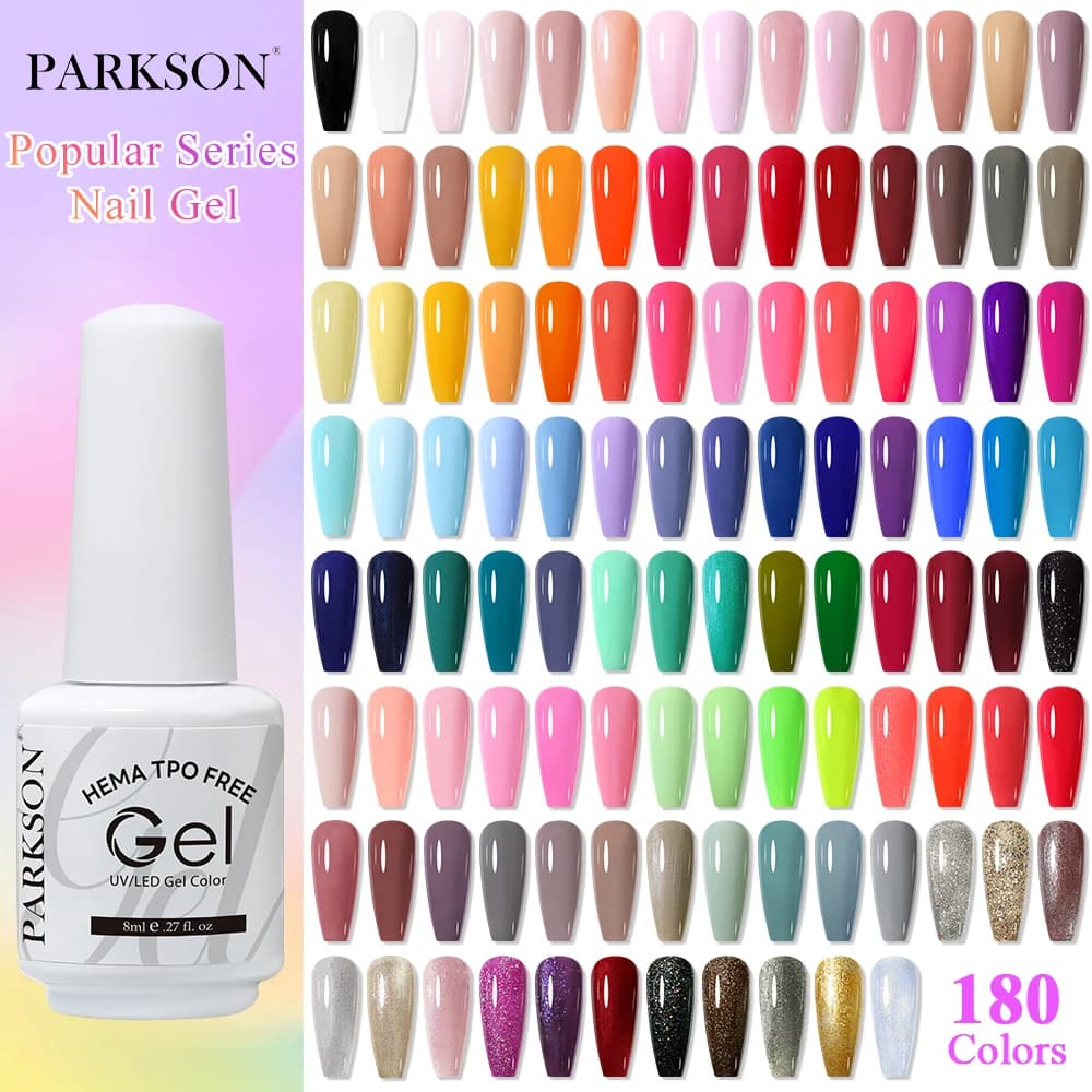 Parkson 8ml HEMA TPO FREE Colore Gel Smalto per unghie Nude Rosa Rosso Verde Collezione Smalto per unghie Glitter Soak Off Gel UV LED