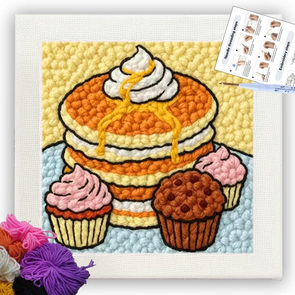 CHENISTORY embroidery punch needle kit Art and crafts with needles Cake punch needle package Cross stitch set Yarn Home Decor