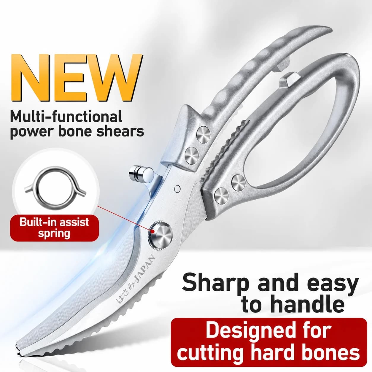 Super Sharp Kitchen Scissors for Home Use - Powerful Chicken Duck Goose Bone Cutter - Commercial Grade Meat Cooking Food Shears