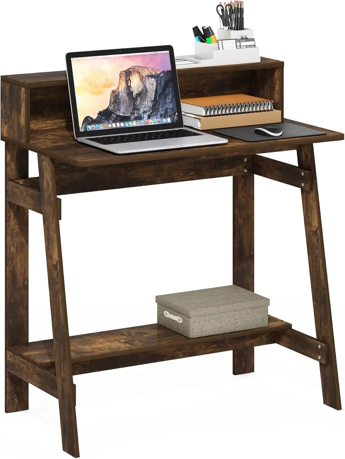 Scrivania da Gaming Larga 32 Pollici con Supporto per Monitor, Scrivania a Telaio A con Ripiano per Ufficio Domestico, Camera da Letto, Studio