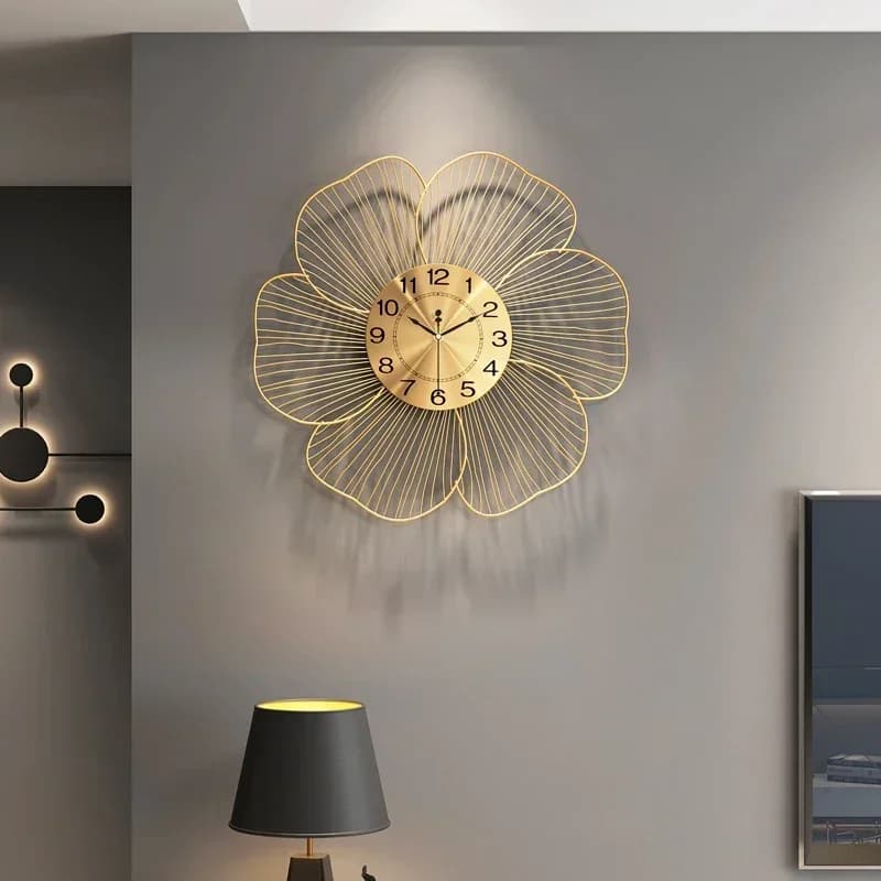 Watches For Room Decoration Battery Style Wall Clock Creative Metal Petal Style Home Decoration Room Decoration Poster Wall Poster