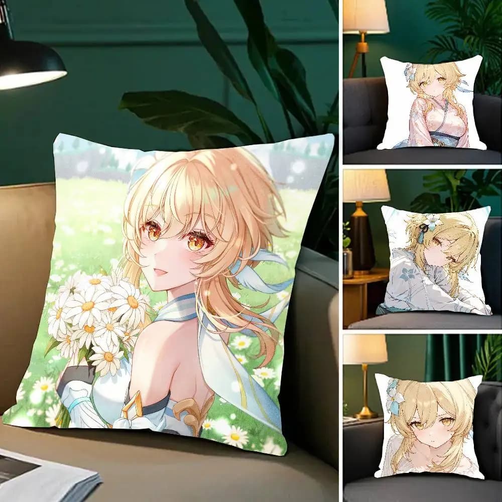 Lumine Anime Game G-Genshin Impact Pillow Case Sofa Cushion Cover Room Home Decoration