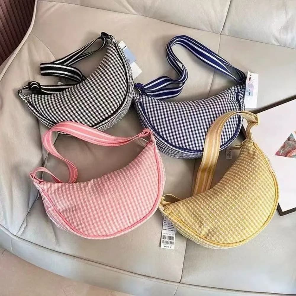 Borsa a tracolla scozzese in tela di moda con tracolla regolabile Borsa a tracolla in nylon leggero Borsa hobo Borsa per gnocchi regalo