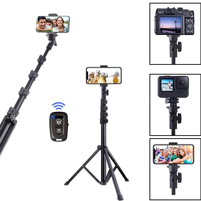 Bastone selfie allungabile monopiede pieghevole 2 in 1 con treppiede per Gopro DJI OSMO SJcam Action Camera SLR Cellulare Blogger dal vivo