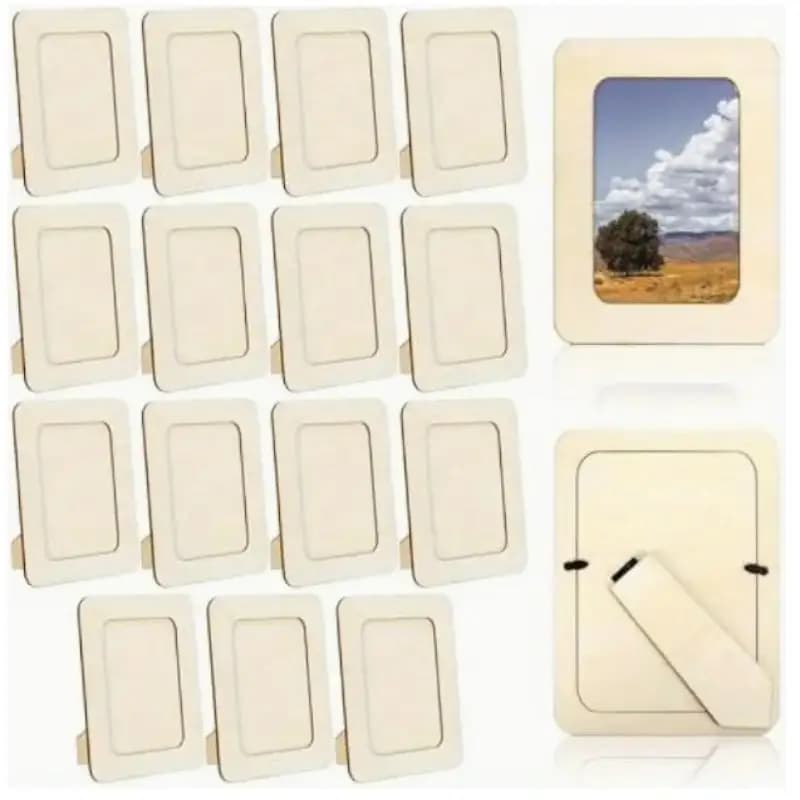 【S】Wooden Picture Frames, DIY Handmade Contemporary Style, Tabletop Display, Perfect For Family Memories And Home Decor
