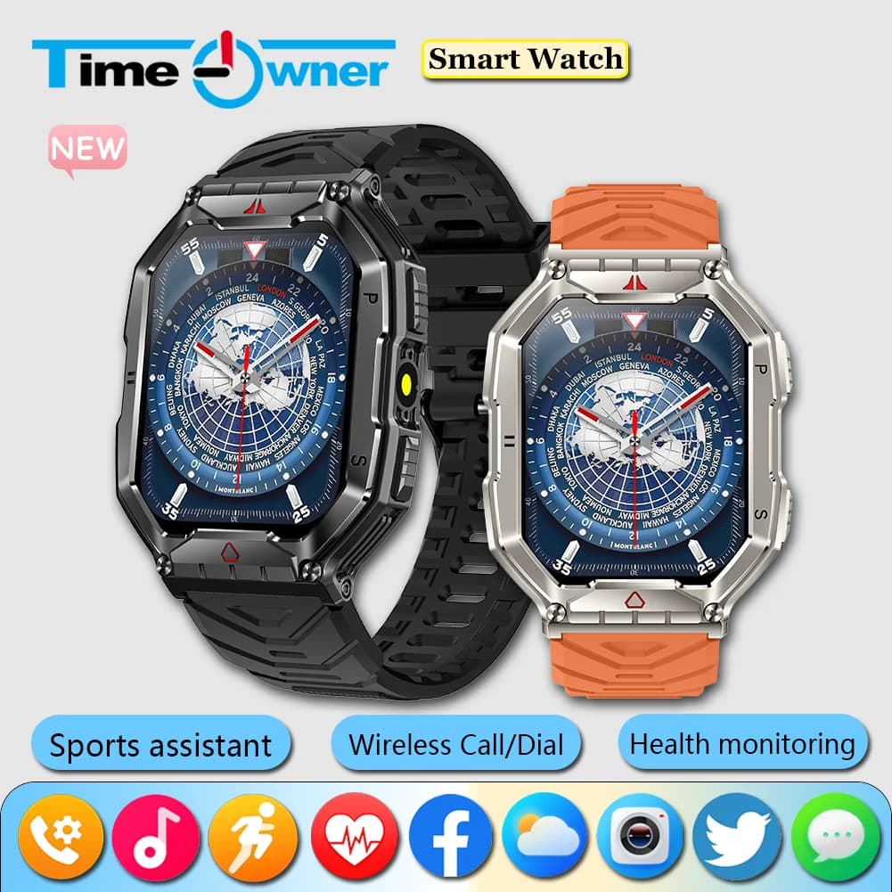 Proprietario del tempo Smartwatch ECG Frequenza cardiaca Pressione sanguigna Monitoraggio della salute Pedometro per esercizi all'aperto con torcia Smart Watch