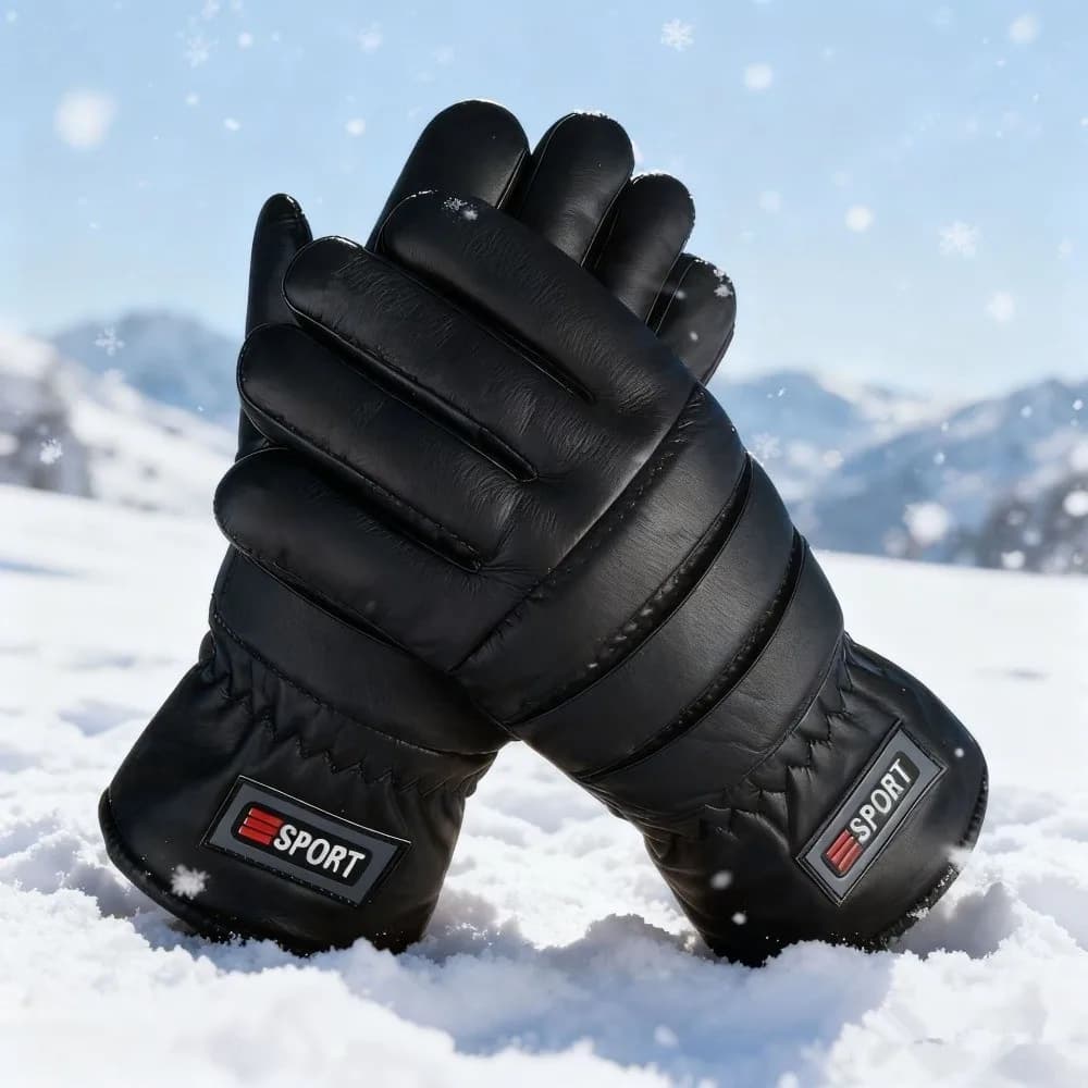 New PU Gloves Windproof Warm Warm Gloves Coldproof Full Finger Gloves Gift