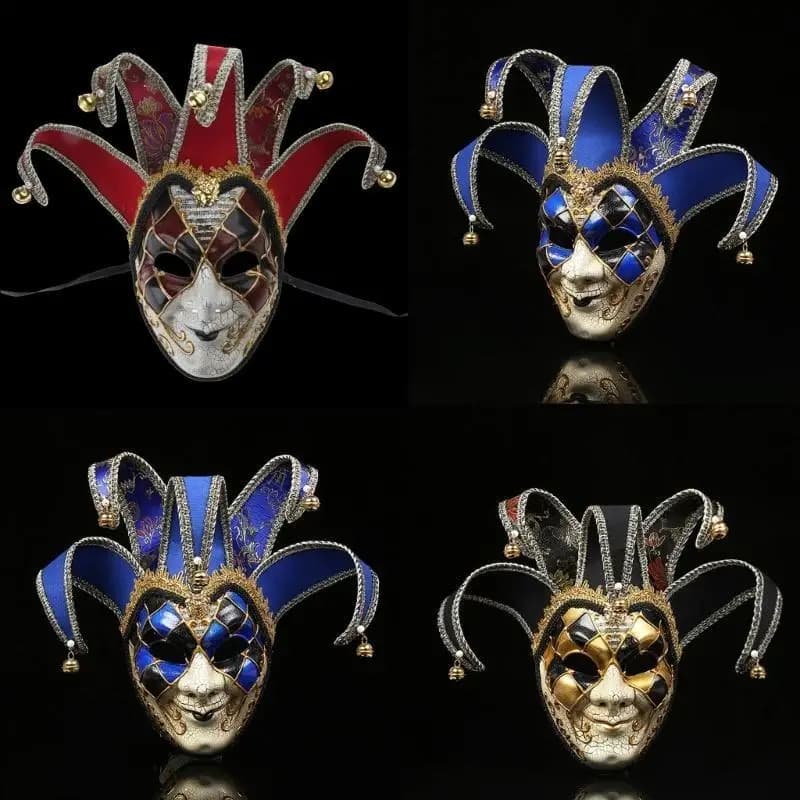 Maschera veneziana a pieno facciale 39BB Maschera da giullare Maschera per travestimento per decorazioni Halloween