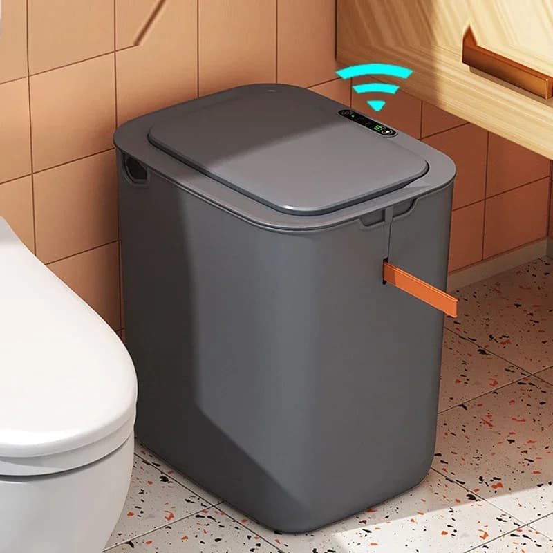 Secchio della spazzatura con sensore impermeabile per pattumiera intelligente da 18 litri per bagno, cucina, WC, contenitori per il riciclaggio, cestino per rifiuti a induzione automatica