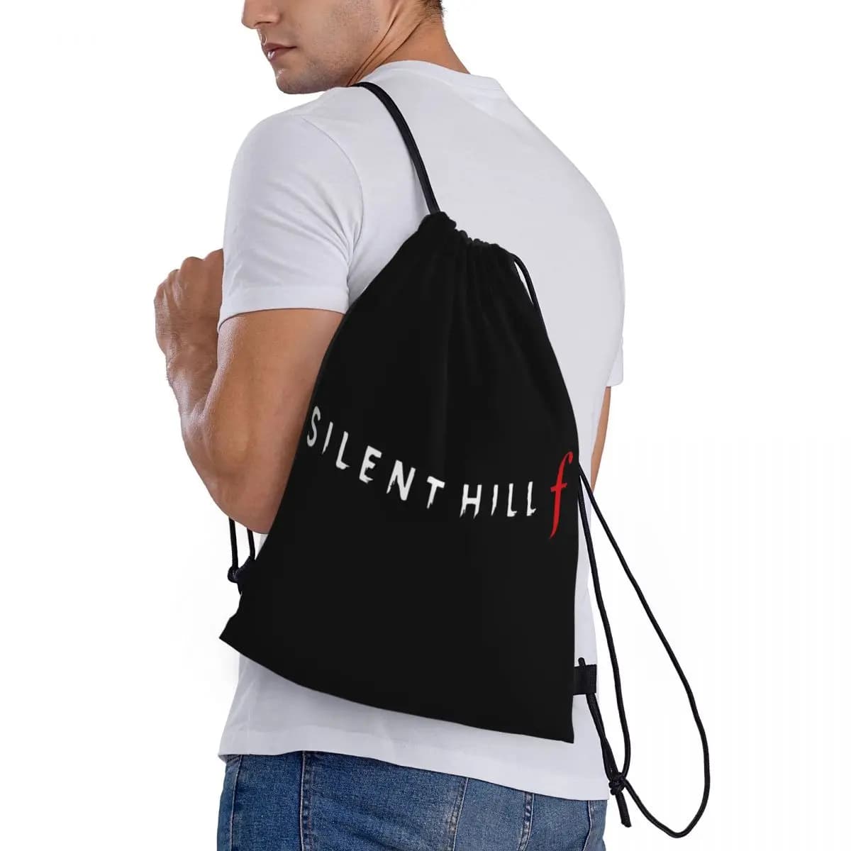 Zaini con logo horror del videogioco Silent Hill F, borse alla moda con coulisse, borse portaoggetti, borse per libri per uomo e donna, per la scuola