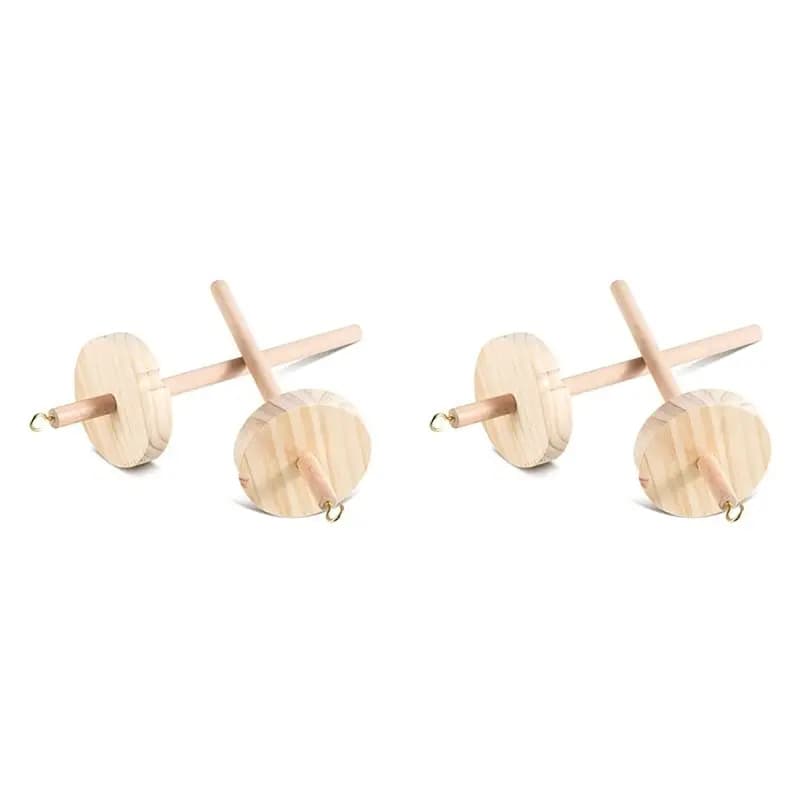 ABUI-4Pc DIY Drop Spindle Top Whorl Yarn Spinner Hand Wooden Spinning Wheel For Yarn Making Yarn Spindle For Beginners Sewing