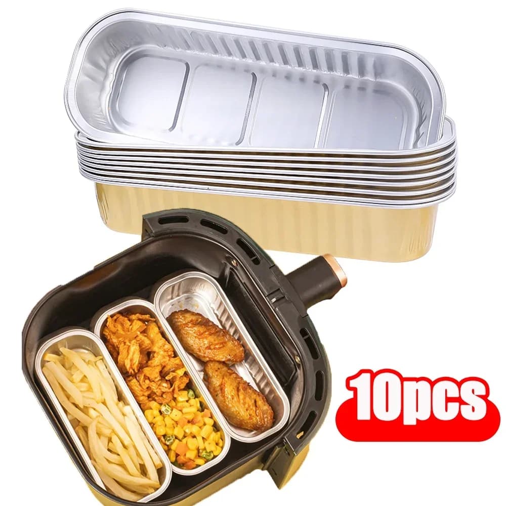 Padelle per barbecue usa e getta Foglio di alluminio Friggitrice ad aria Teglia da forno Padelle in stagno Scatola Vassoio per grigliare per friggitrice ad aria Accessori da cucina