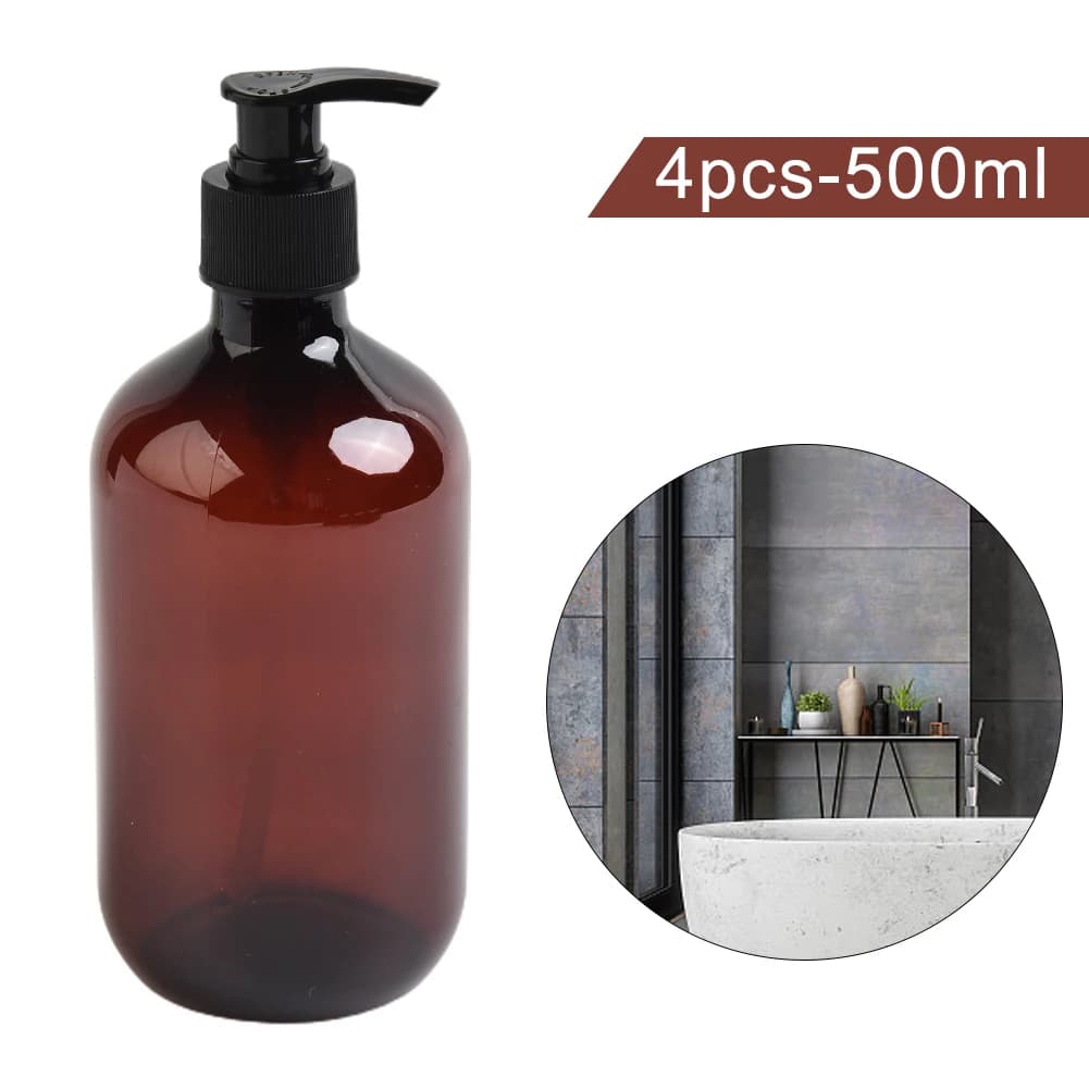 4PC 500ml Dispenser di sapone da bagno riutilizzabile Pompa per le mani Dispenser Bottiglia Bagno Doccia Gel Shampoo Bottiglia riutilizzabile Contenitore