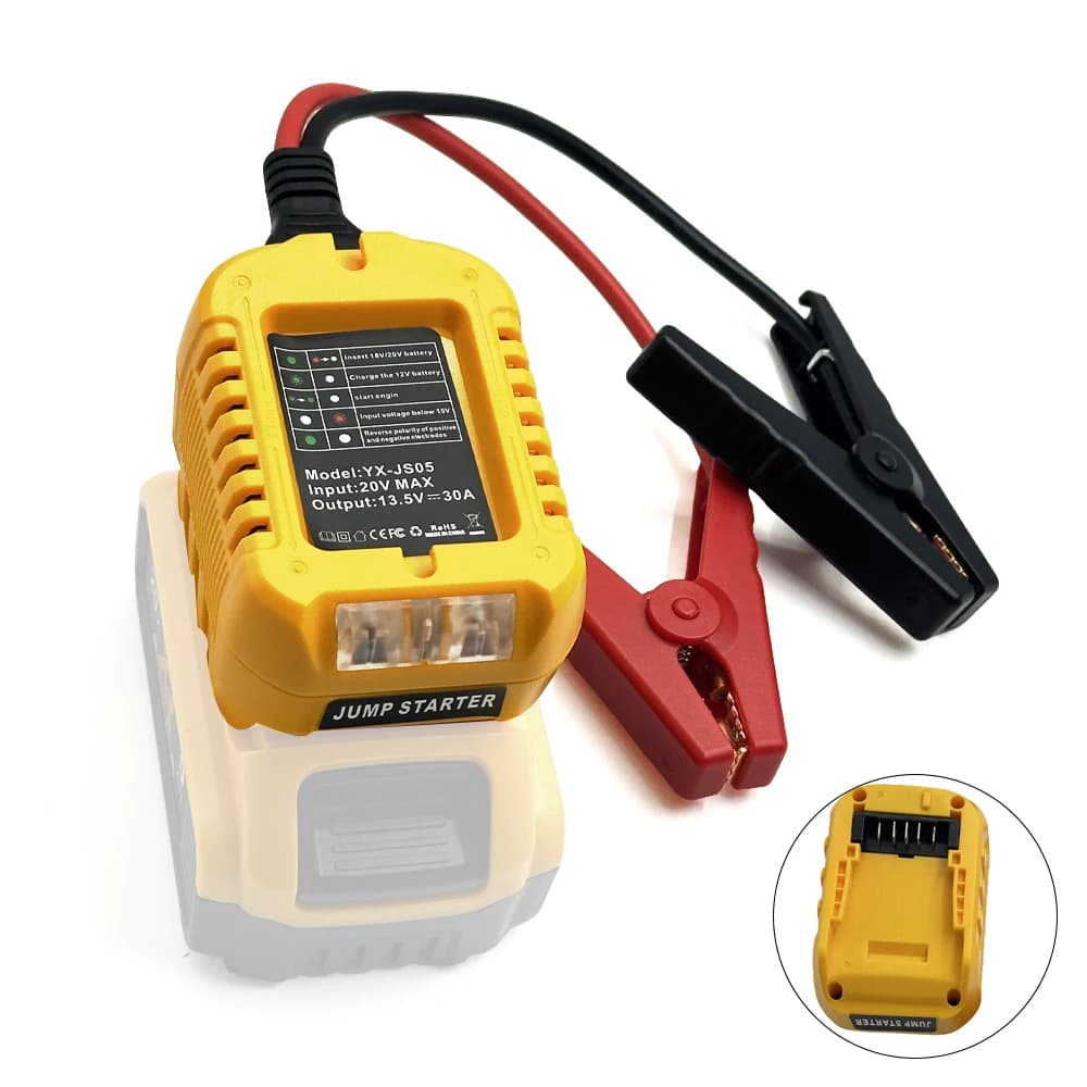 Adattatore batteria per auto Accenditore di avviamento Cavo di emergenza per alimentatore di emergenza con avviamento a clip per batteria Dewalt 18V-20V