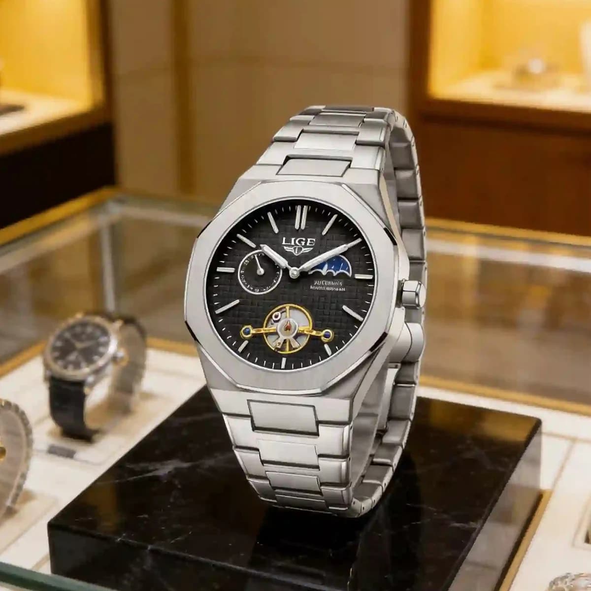 LIGE Nuovo Orologio Automatico da Uomo 2025, Orologi Luminosi con Cinturino in Acciaio, Impermeabili, Marca di Lusso, reloj