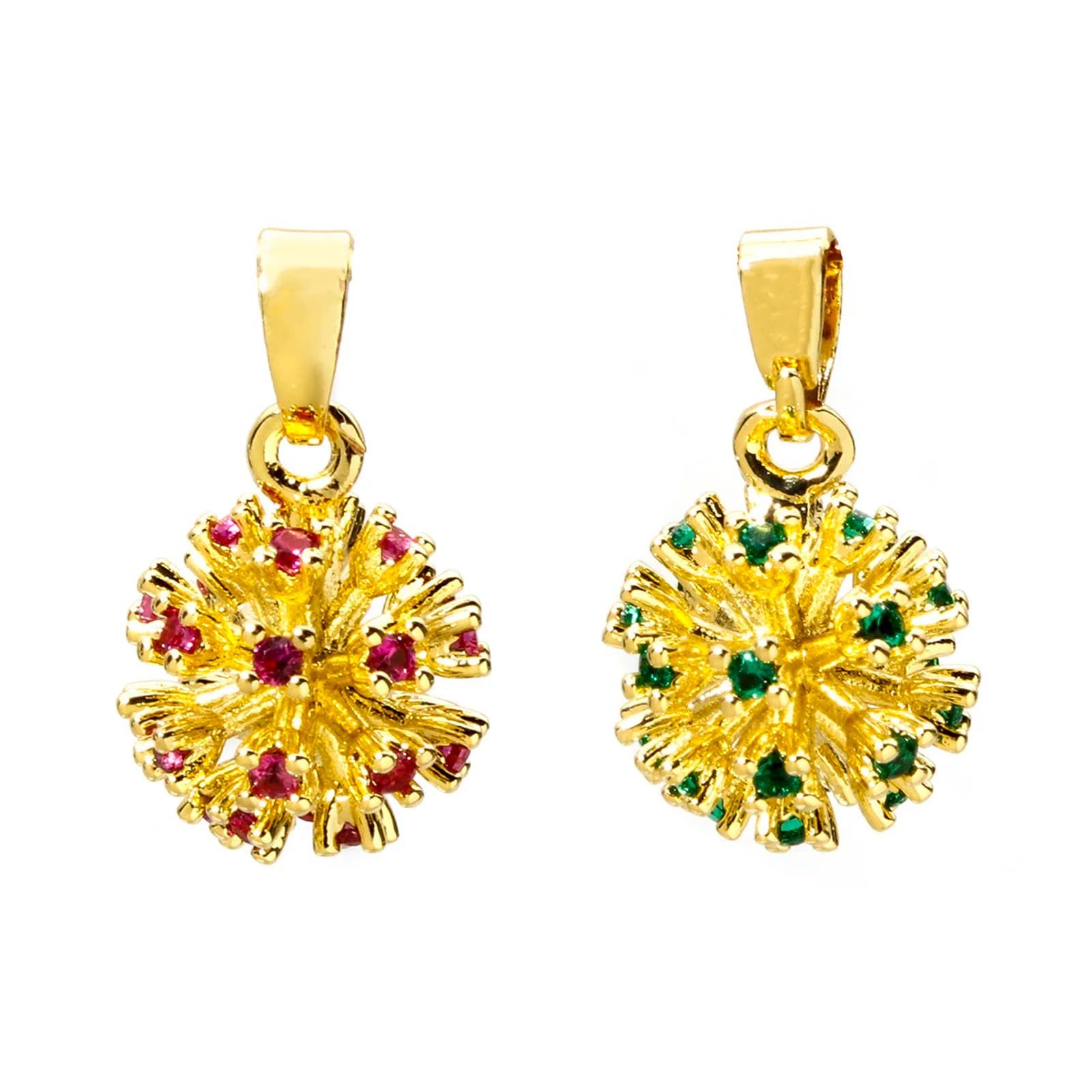 2 pcs Fireworks 3D Charm Brass Plated Gold 18k Exquisite Pendant Prugna Rosso Zircone Melone Buckle for Jewelry FAI FROM TE 18mm X 11mm