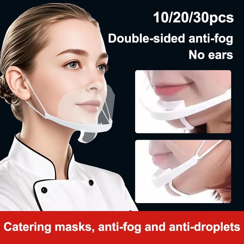 10/20/30 pz Riutilizzabile Trasparente Anti-appannamento Maschera Copertura di Plastica Aperto Viso Guard Ristorante Scuola di Plastica Anti-saliva Bocca scudo