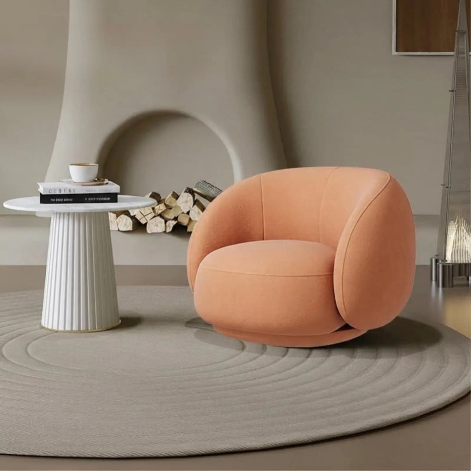 Modern Armchair with Round Arms, Contemporary Design Lighting Chair, Soft Padding and Luxurious cushions for Business Owners and Interior Designers