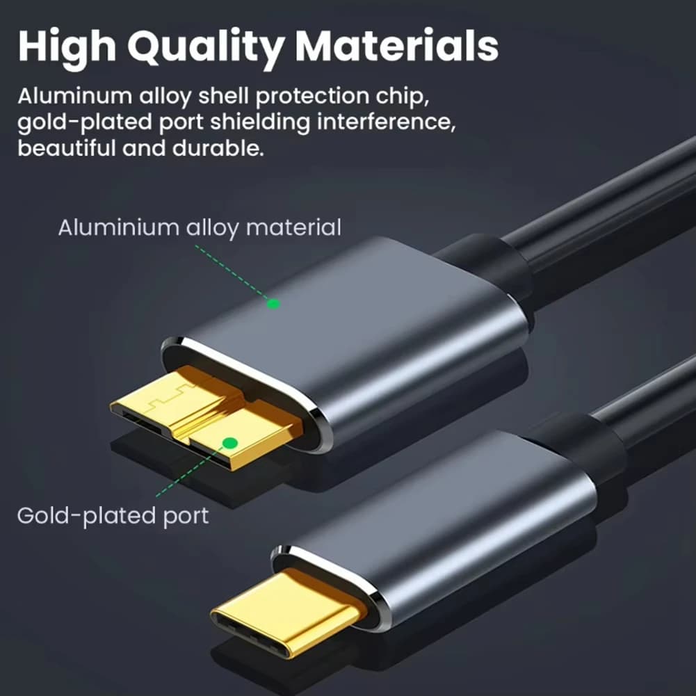 Cavo per disco rigido esterno USB 3.0 Tipo C a Micro B Maschio, Adattatore per Toshiba Seagate WD Lenovo PC Laptop HDD, Cavo di sincronizzazione dati