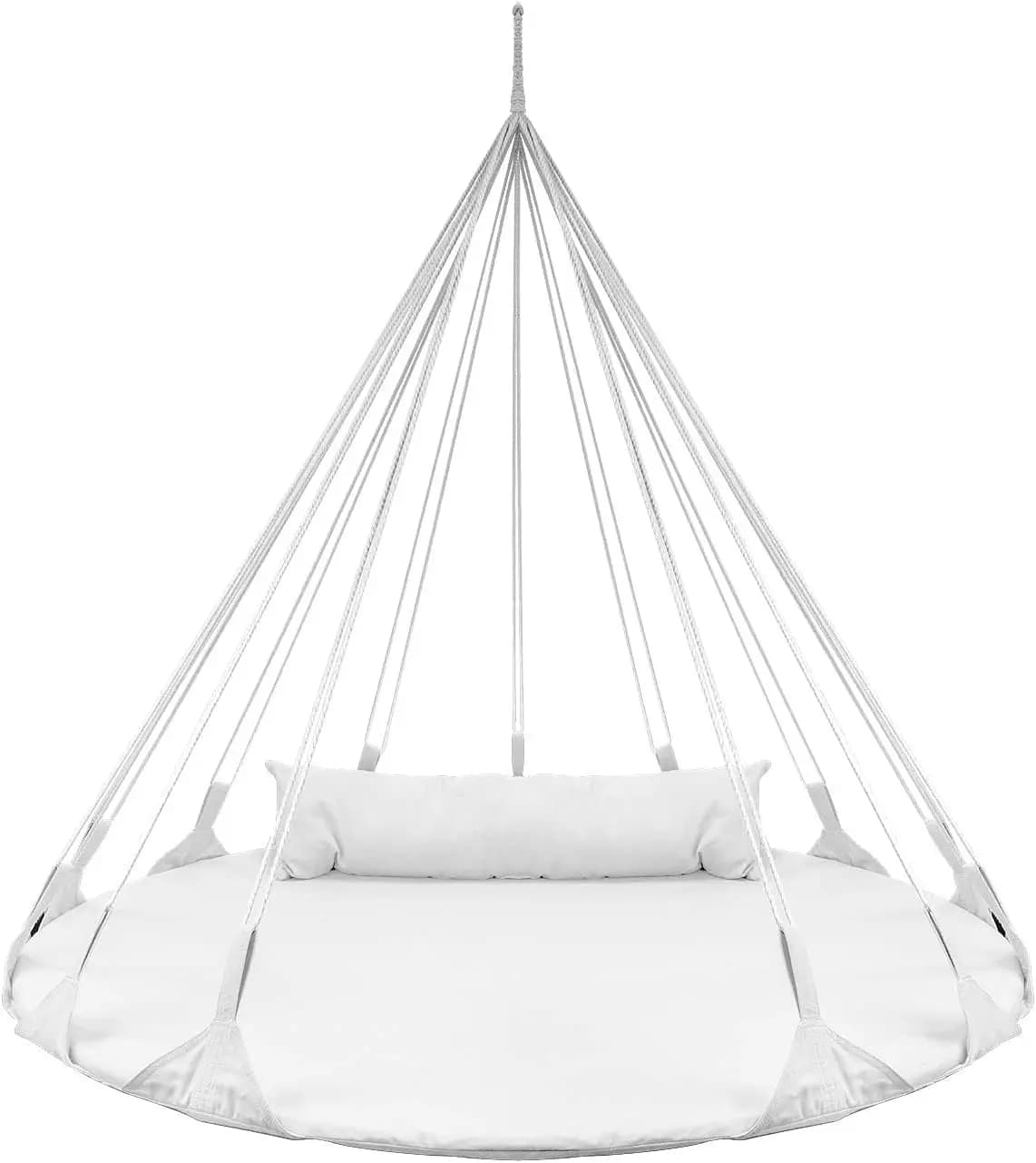 56" Cotton Hanging Swing Chair with Pillow - Indoor/Outdoor Saucer Style Daybed, 264lb Capacity, Easy Setup