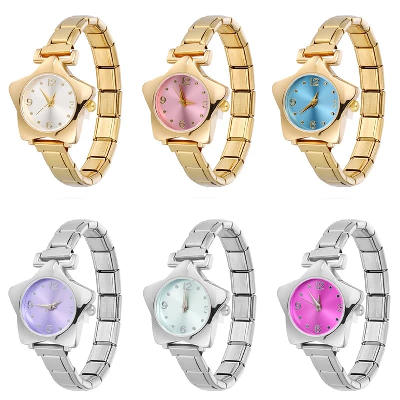 New 1PC Women's DIY 9mm Width Elastic Charm Italian Star Steel Bracelet For Friend Birthday Jewelry Gift Party