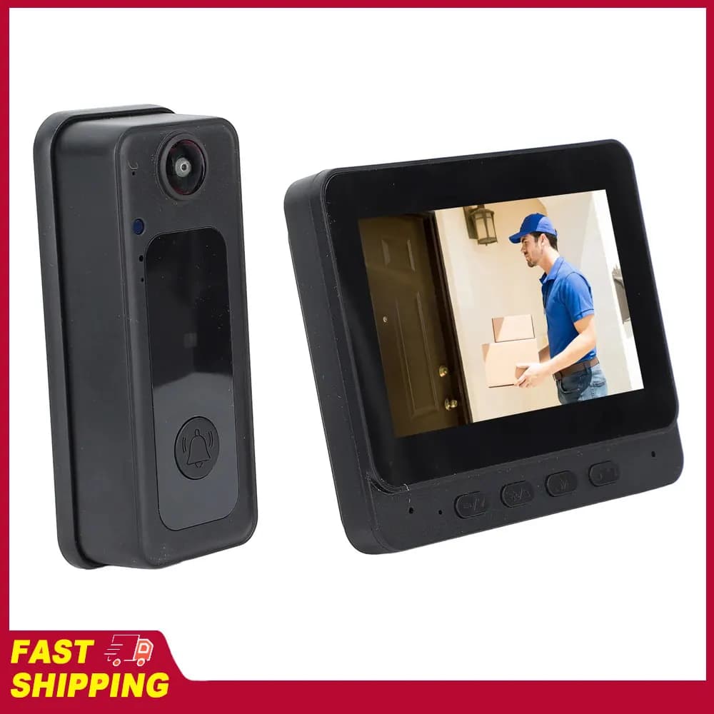 Videocamera per Campanello con Lente Fisheye Grandangolare 170 Gradi, Telecamera di Sorveglianza HD 1080P 8MP con Monitor Interno per Casa
