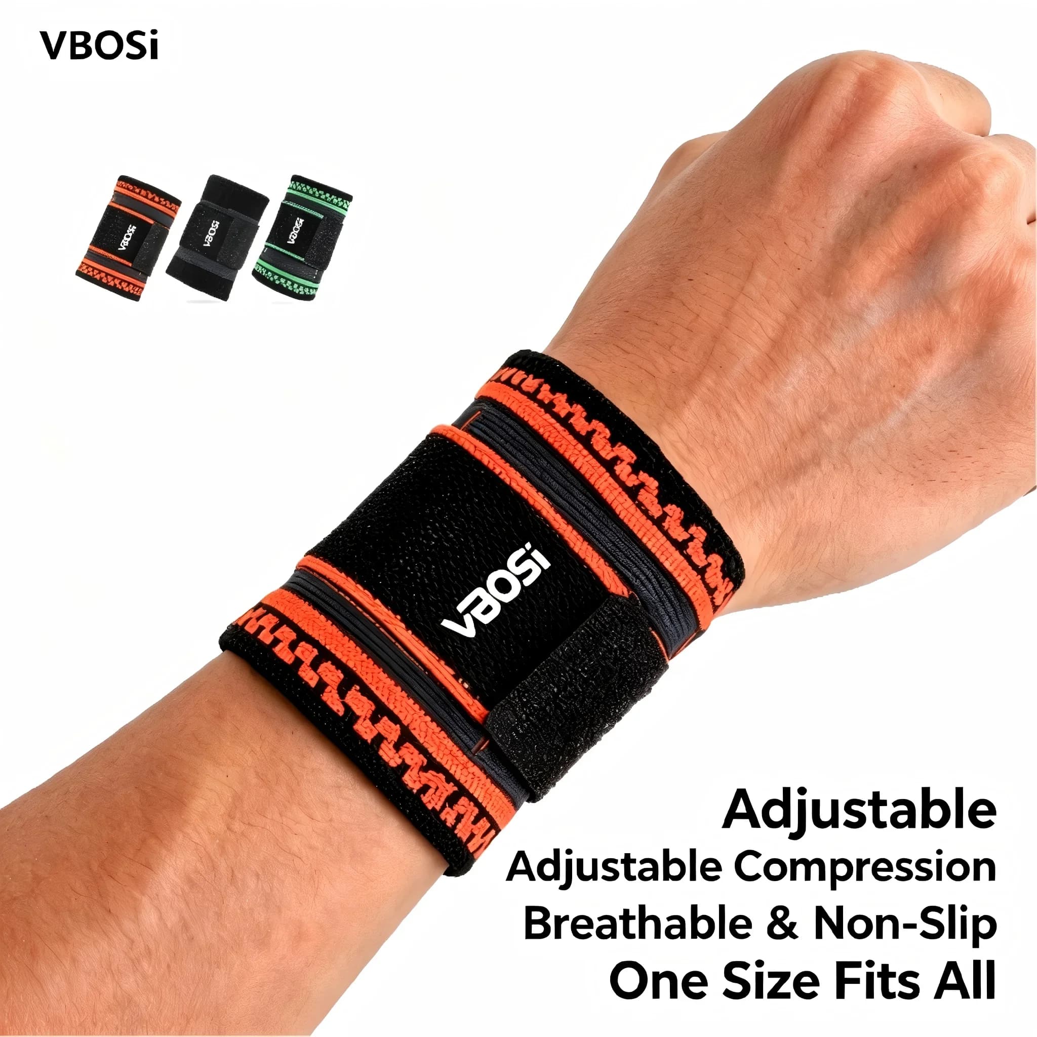 Supporto per Polso Regolabile, Disponibile in 3 Colori, Supporto Compressivo Traspirante per il Polso, Allevia il Dolore da Tendinite e Sindrome del Tunnel Carpale