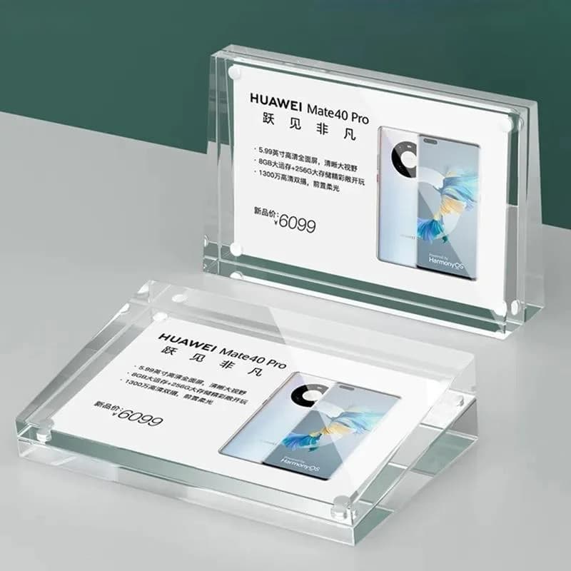 2 Pezzi Cornice Magnetica per Foto 90x55mm, Espositore in Acrilico, Supporto per Etichette Prezzo Mini, Porta Cartellini