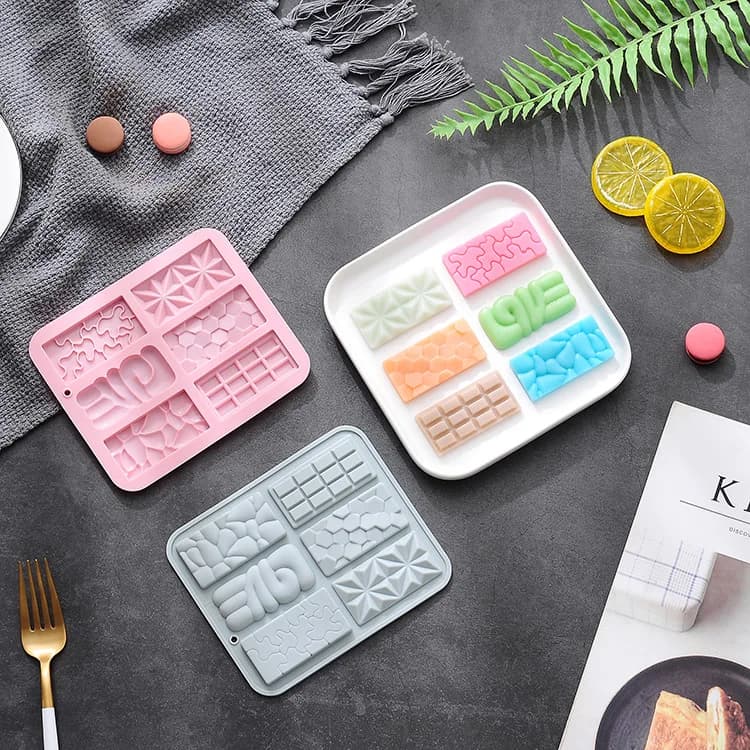 6 diversi stampi per cioccolato, stampi rettangolari in silicone, stampi per waffle, utensili da forno