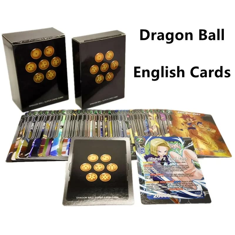 50/100 Pezzi Carte Anime Dragon Ball Super in Inglese, Carte Luminose di Saiya Goku e Vegeta, Gioco da Tavolo per Bambini e Adulti