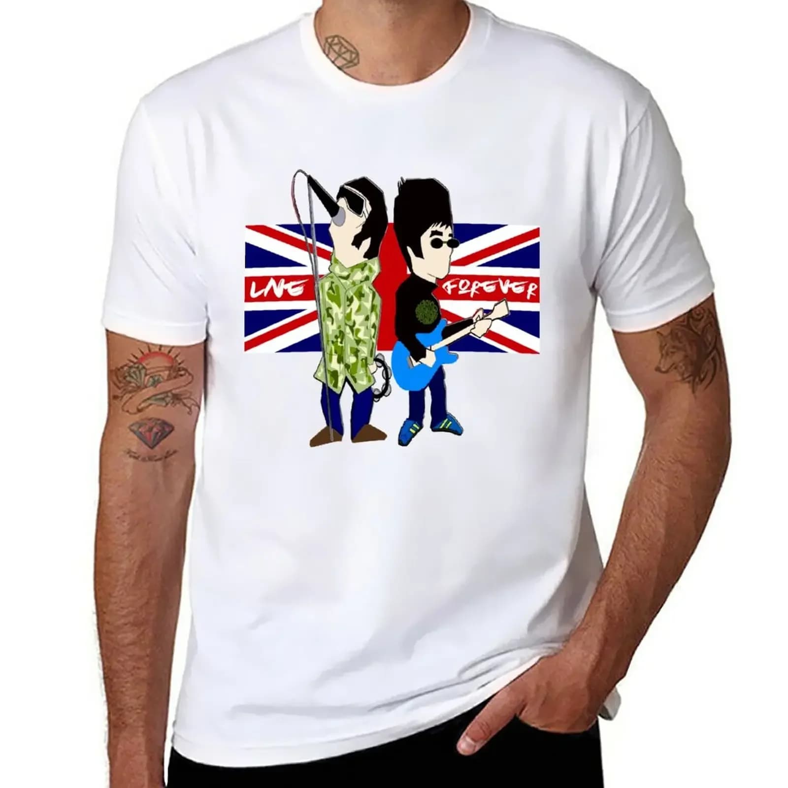 magliette divertenti magliette per uomo New Brit Rock Gods Noel e Liam Gallagher Oasis Live Forever T-shirt abbigliamento uomo harajuku