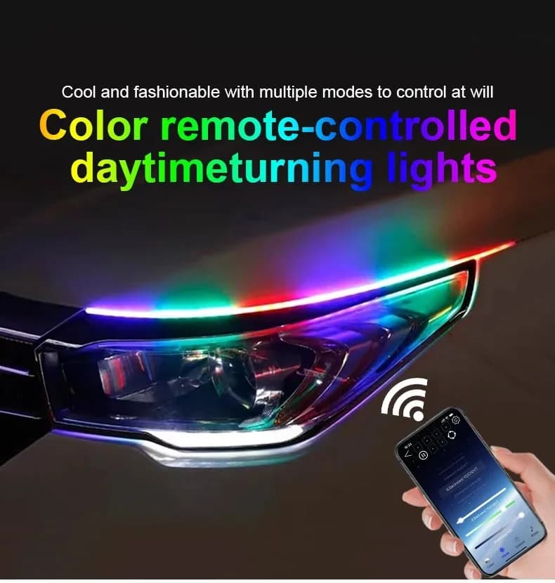 2 pezzi a colori led guida striscia faro per auto luci di marcia diurna indicatore di direzione lampadina DRL per BMW per Audi per Toyota APP