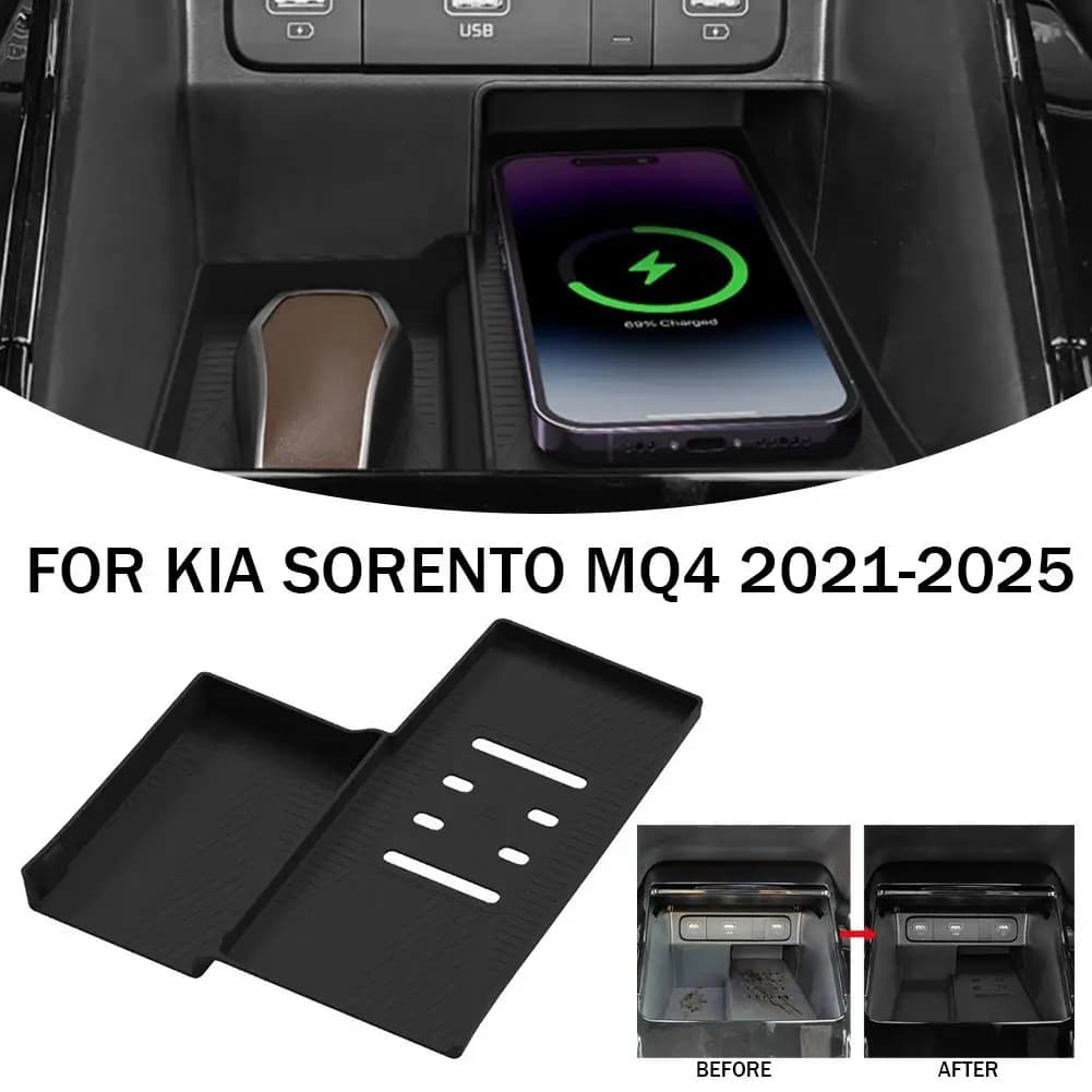 Wireless Charging Pad for Central Auto Control, Compatible with Kia Sorento MQ4 2021 2022 2023 2024 2025, Auto Tray Organizer