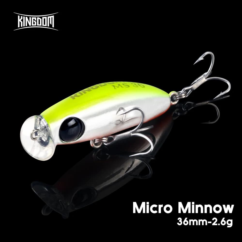 Kingdom Micro Minnow Lure 2.6g 36mm Esca artificiale in plastica Affondamento Minnow Esche dure per la pesca alla trota luccio spigola
