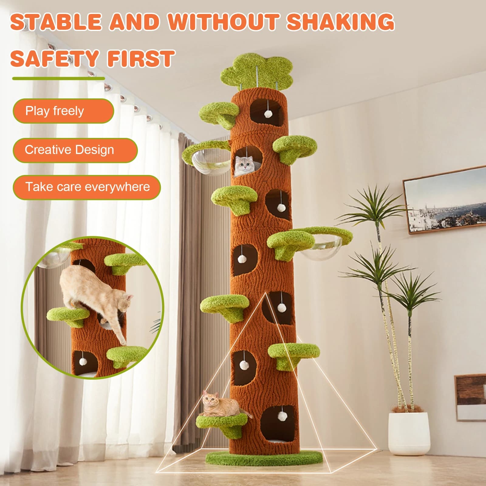 Torre per Gatti Alta con Tiragraffi in Sisal, Struttura per Arrampicata per Gatti, Torre per Gatti Super Grande per Gatti da Interno Adulti
