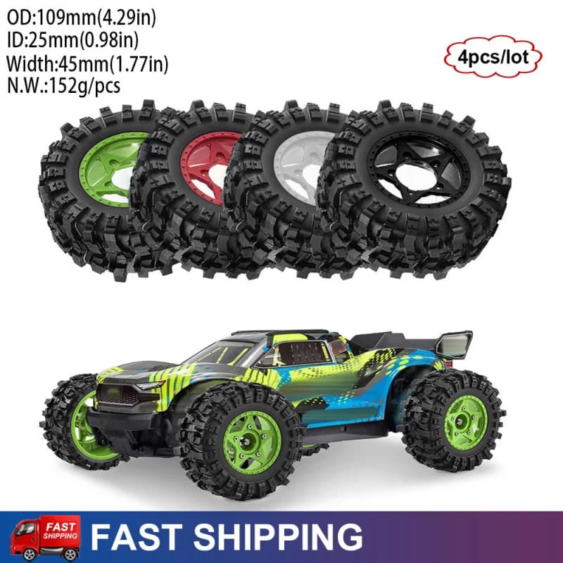 Set di 4 Pneumatici ad Alta Aderenza per Short Course Truck, Ruote con Esagono da 12/14/17mm per Auto RC 1/10 ARRMA Senton Traxxas Slash, Parti di Aggiornamento