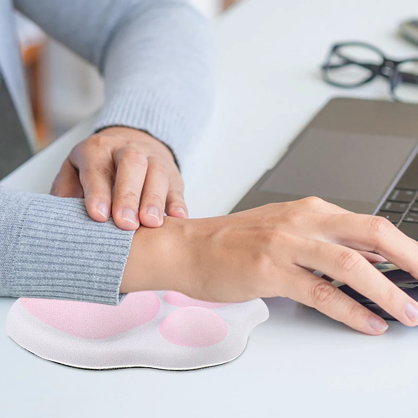 Poggiapolsi per Mouse a Forma di Zampa di Gatto in Silicone, Supporto Morbido e Confortevole per Polso, Antiscivolo, per Ufficio e Laptop