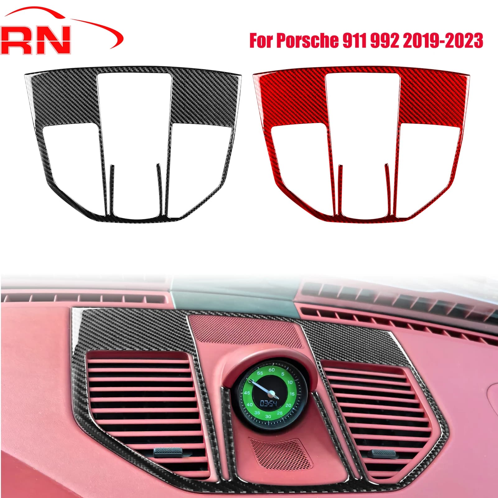 Per Porsche 911 992 2019-2023 Modificato In Fibra di Carbonio Strumento Auto Centro Vent Lunetta Interno Piano Nero Adesivo Decorativo
