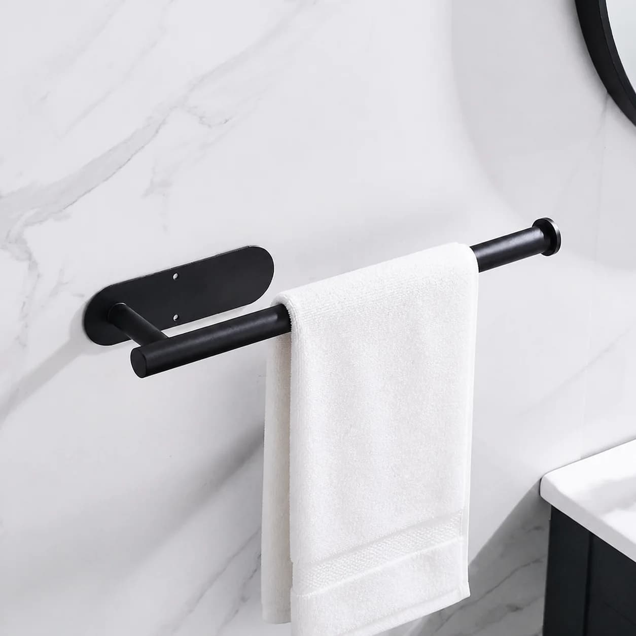 Homefish Black Stainless Steel Self Adhesive No Drilling Toilet Roll Holder Bathroom Kitchen Tissue Paper Holder