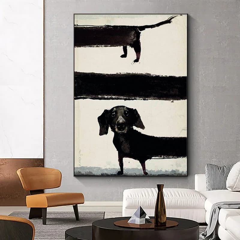 Modern Funny Animals Wall Art Poster Prints Abstract Dachshund Dog Aesthetics Canvas Painting Picture for Living Room Home Decor